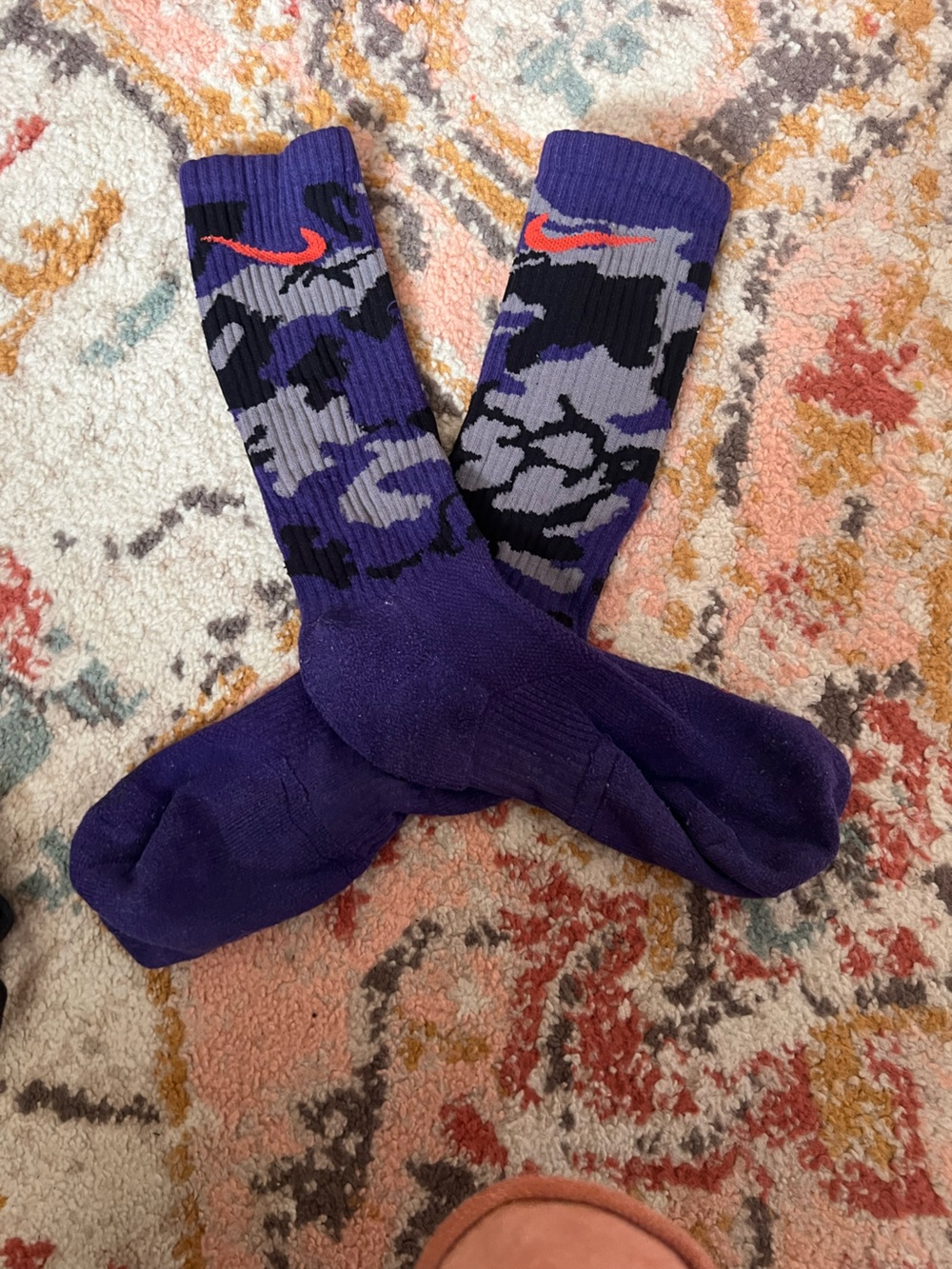 Nike Purple & Black Patterned Crew Socks